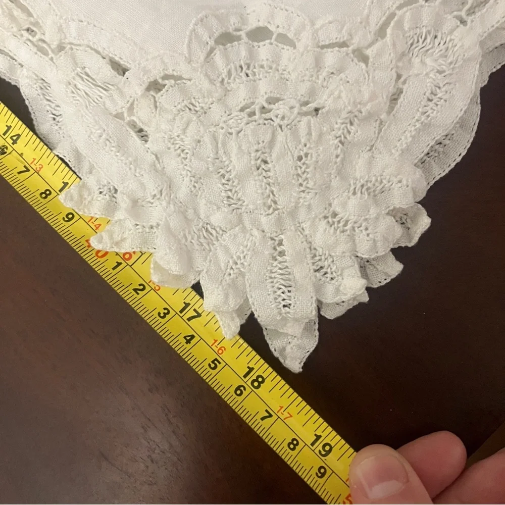 Set of 3 Vintage Cotton placemats with Battenburg Lace Edging